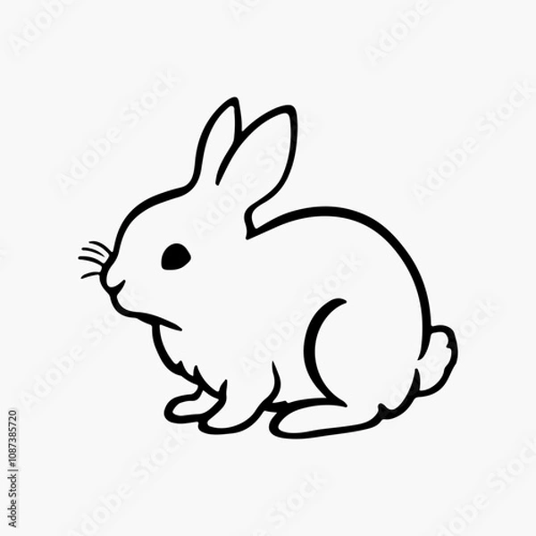 Fototapeta Hand-drawn bunny outline vector art illustration