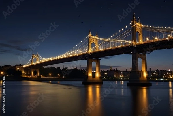Obraz city bridge at night