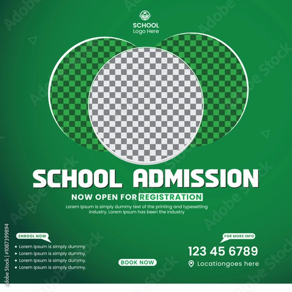 Fototapeta School admission social media post and web banner template