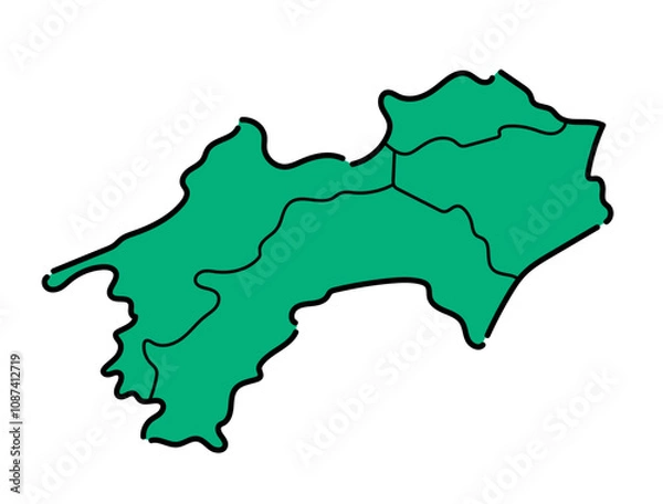 Fototapeta 手書きのシンプルな四国地方