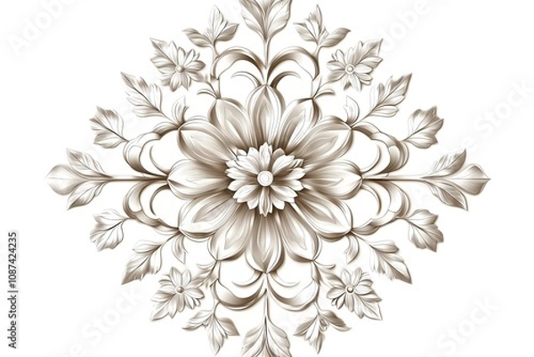 Fototapeta Line art illustration featuring a floral mandala design that would look great on a tattoo An intricately designed mandala with vibrant colors , mandala, intricate, pattern, design, colorful, ornate
