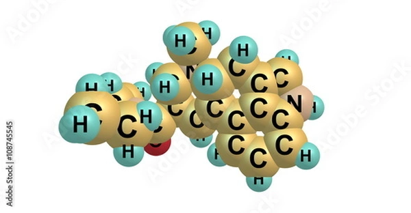 Fototapeta 3D illustration of LSD molecular structure isolated on white