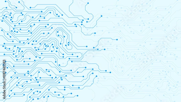 Fototapeta High tech circuit board technology background. Circuit diagram, digital data connection and communication concept