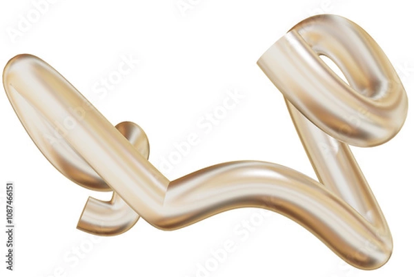 Fototapeta Gold Abstract, mat metal, 3d Golden element. Isolated object on transparent background