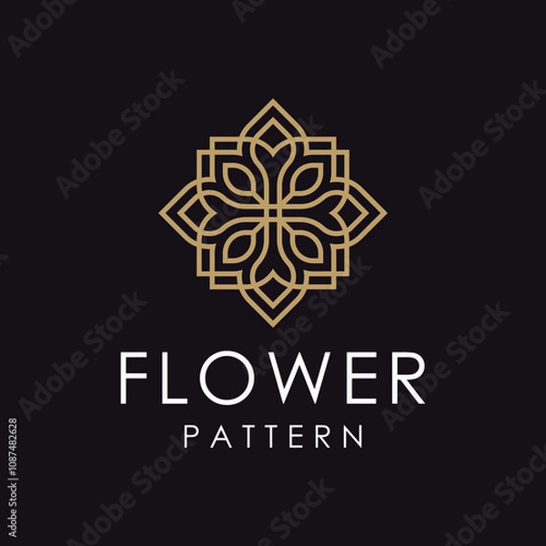 Fototapeta Luxury beautiful logo design with flower ornament pattern