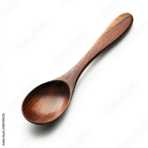 Fototapeta A wooden spoon with a smooth finish, ideal for cooking and serving food.