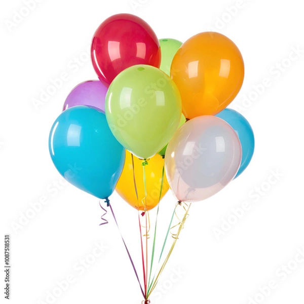 Fototapeta Colorful Balloons Cluster for Celebrations Isolate On Transparent Background Cutout, PNG file, Cutout file