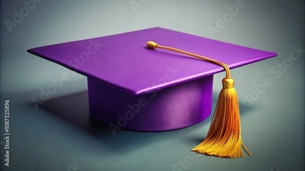Fototapeta Elegant and Minimalist Graduation Cap with Golden Tassel on a Soft Gradient Background, Perfect for Celebrating Academic Achievements and Milestones