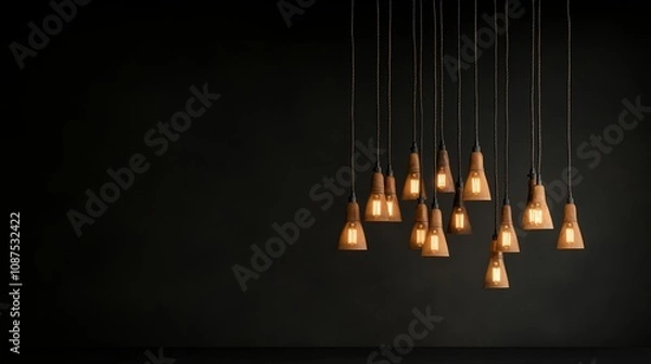 Fototapeta Handmade artisan custom lighting fixtures created from forged iron and glass, with each piece a statement of personalized design and fine artistry, Photorealistic
