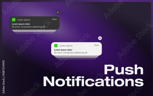 Fototapeta Push notifications icons. Message bubble icons. Flat style. Vector icons.