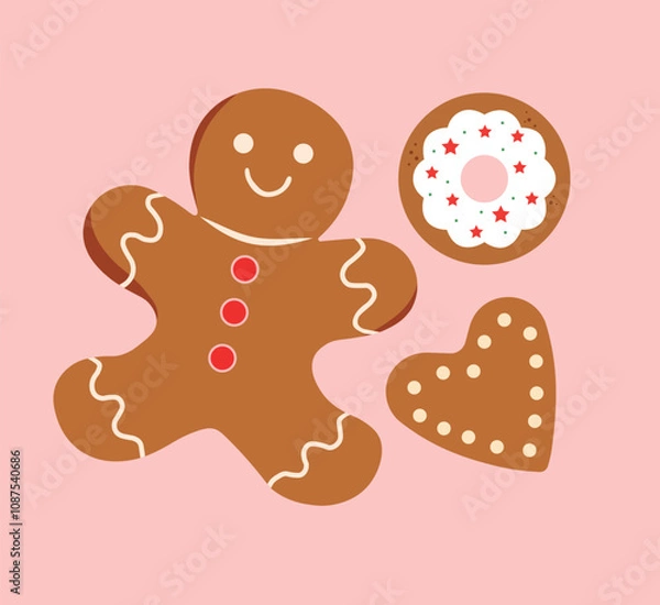 Obraz Cristmas vector elements Christmas ginger man