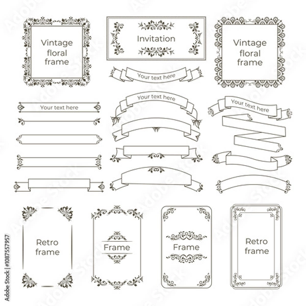 Fototapeta Vintage frames, ribbons.