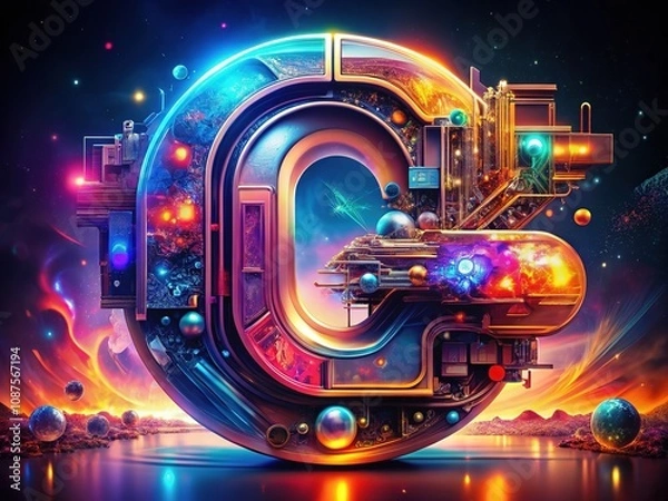 Fototapeta Futuristic Abstract Technology Typography with Sci-Fi Font Designs and Digital Vector Illustrations