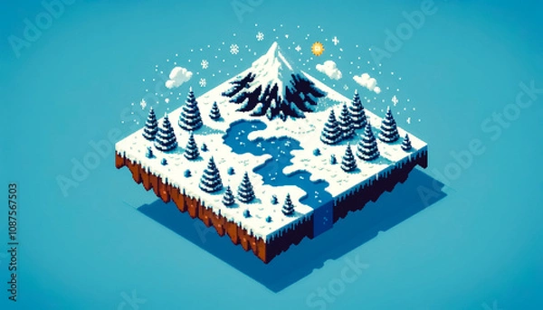Fototapeta Illustration against light background with space for text, pixel art style 