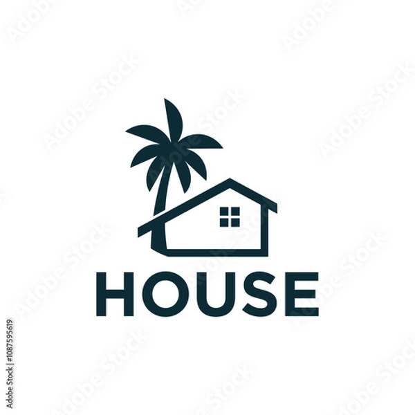 Obraz Palm house logo design, beach concept logo design