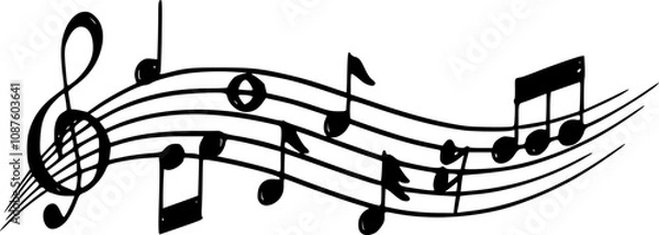 Obraz Music note design element in doodle style