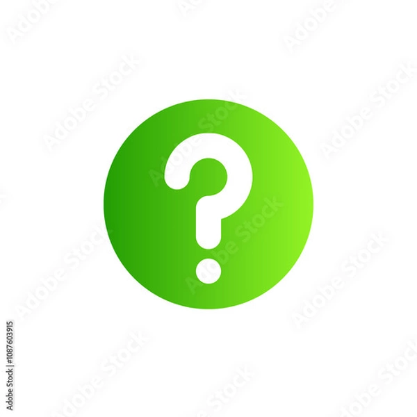 Fototapeta Flat Green Question Mark Icon in Round Shape PNG
