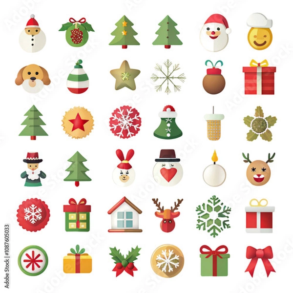 Fototapeta Christmas Decorations and Elements Collection Isolated png cut out