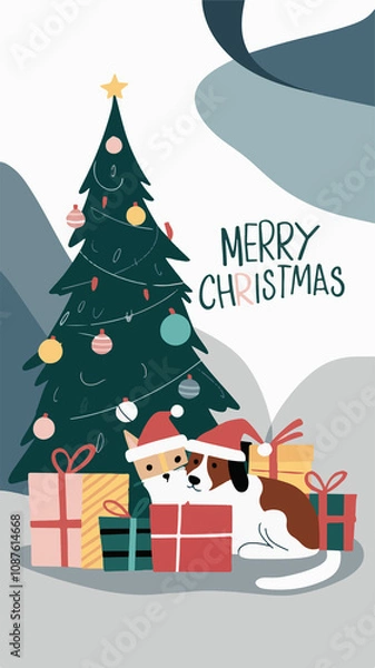 Fototapeta Santa family charismas abstract poster 