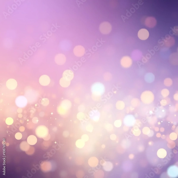 Fototapeta Glittering gradient background with hologram effect and magic lights. Holographic abstract fantasy backdrop with fairy sparkles, gold stars and festive blurs
