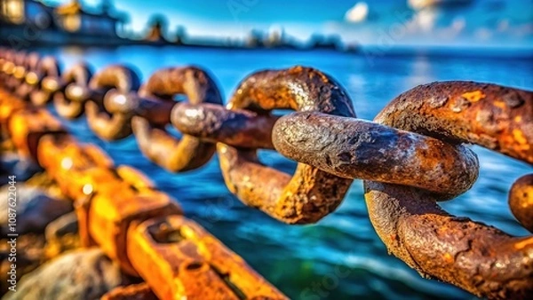 Obraz Rusted anchor, forged for strength, rugged nautical charm, industrial detail.