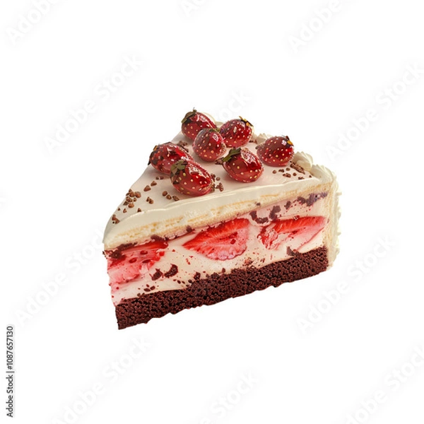 Obraz Delicious Strawberry Cake Slice