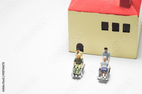 Obraz 車椅子に座る老夫婦