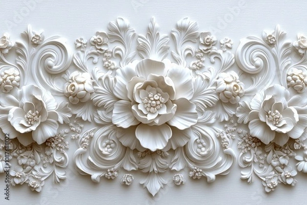 Obraz Elegant lace pattern isolated on a white background. Generative AI