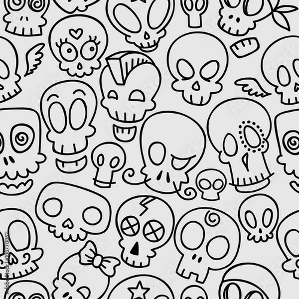 Fototapeta cute skulls pattern