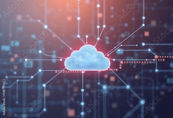 Fototapeta Cloud computing network technology 