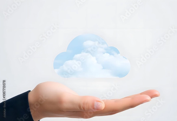 Fototapeta hand holding cloud technology computing