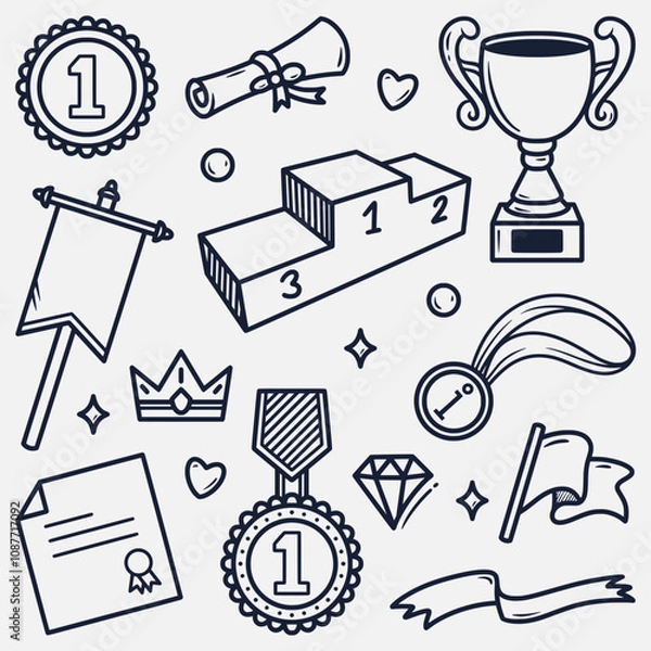 Obraz award doodle element hand drawn