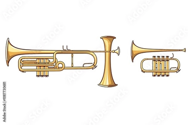 Fototapeta Vector illustration set of 50 musical instruments in cartoon style isolated on white background Retro musical instruments set realistic design Music instruments, musical notes and equipment A variety 