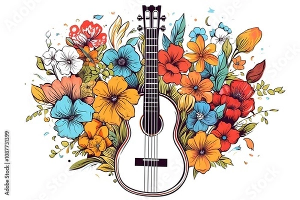 Fototapeta Vector illustration set of 50 musical instruments in cartoon style isolated on white background Retro musical instruments set realistic design Music instruments, musical notes and equipment A variety 