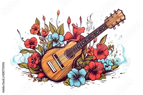 Fototapeta Vector illustration set of 50 musical instruments in cartoon style isolated on white background Retro musical instruments set realistic design Music instruments, musical notes and equipment A variety 