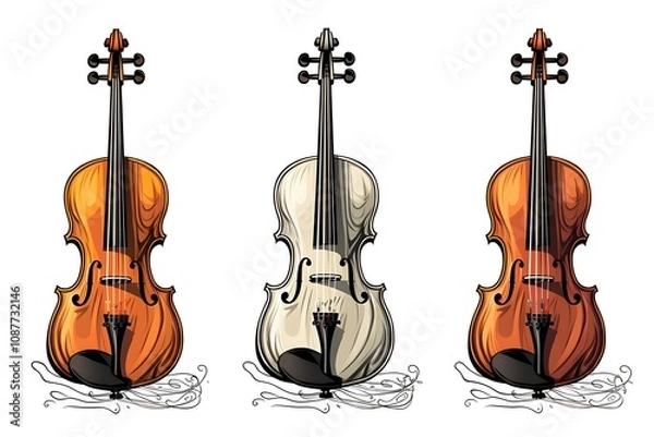 Obraz Vector illustration set of 50 musical instruments in cartoon style isolated on white background Retro musical instruments set realistic design Music instruments, musical notes and equipment A variety 