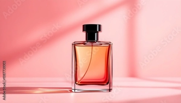 Fototapeta Elegant Perfume on a table with colourful lights
