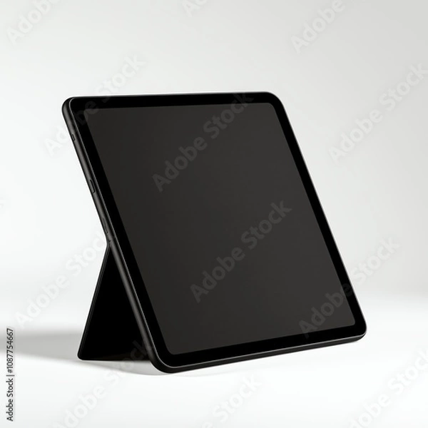 Fototapeta Black tablet computer on white background.