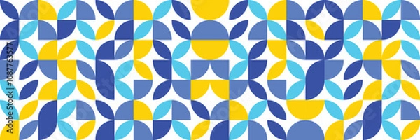 Fototapeta Colourful geometric background in Bauhaus style. Abstract seamless pattern. Banner. Vector illustration
