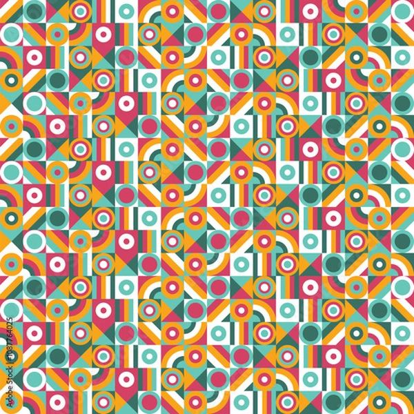 Fototapeta Colourful abstract pattern. Geometric background. Bauhaus style. Vector illustration