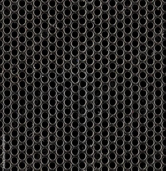 Fototapeta seamless tiled texture of Speaker grill texture / Metal speaker mesh / Black iron speaker grid texture. Industrial background / Blue Metallic Grid Background  