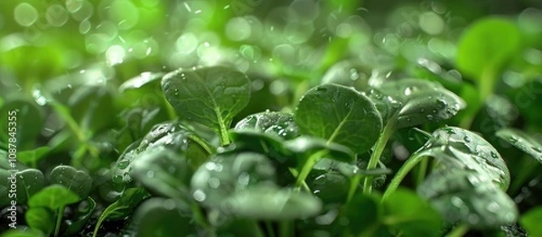 Fototapeta Macro Image of Baby Spinach Seed Coat Adhesion