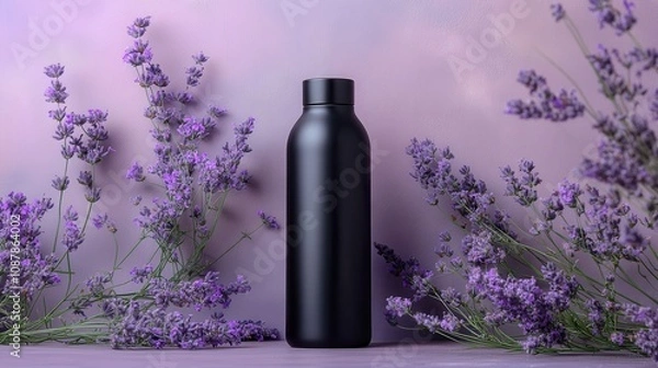 Fototapeta Versatile and Sleek Black Stainless Steel Water Bottle for Everyday Hydration and Outdoor Activities