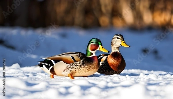 Fototapeta duck in snow