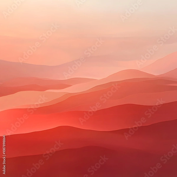 Fototapeta Vibrant Sunset Coral Abstract Landscape - Energizing Color Palette for Joy and Self-Care