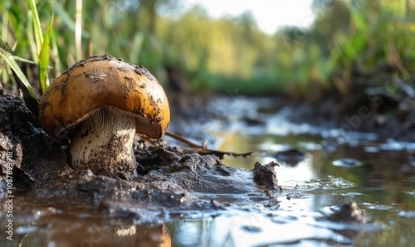 Fototapeta Develop mycoremediation solutions for polluted soil and water