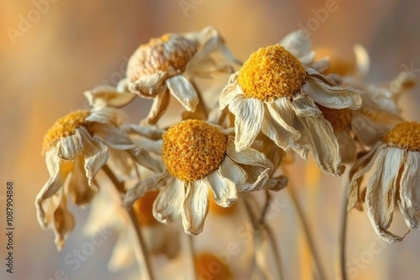 Fototapeta Close-up shot of a bunch of dead flowers