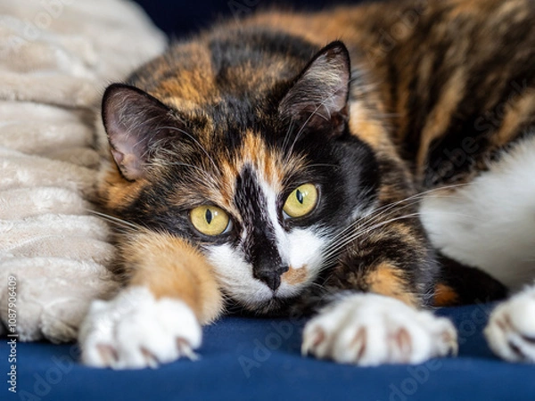 Obraz Portrait of a cat resting on a couch.