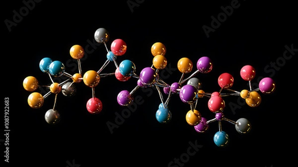 Fototapeta A model represents the molecular structure of the adrenaline molecule, a vital hormone, neurotransmitter, and medication, depicted in colors for different atoms
