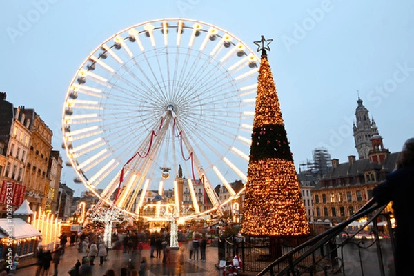 Obraz La Grande roue de Lille et son sapin de Noël
